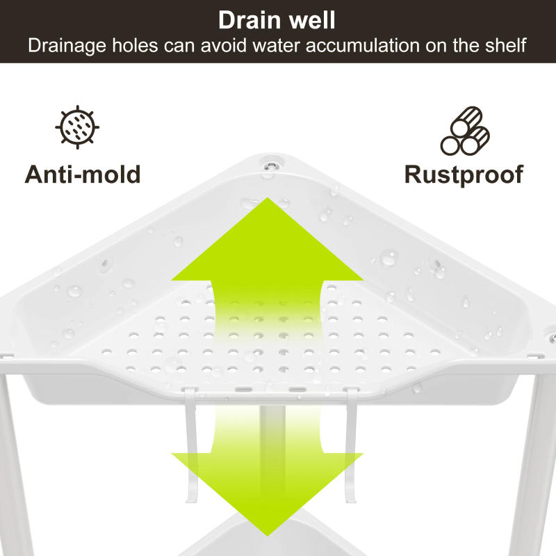 Description Picture 5 of item4 Layers Metal Corner Shelf Floor Standing Kitchen Bathroom Cabinet Triangle White Storage Rack Shower Organizer Home Accessory