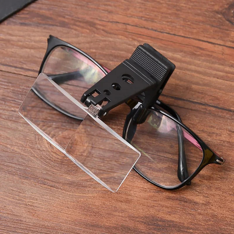 Description Picture 2 of item1.5X/2.5X/3.5X Magnifying Glass Optical Instruments Folding Clip On Eyeglass Loupe With 3 Lens ABS Acrylic Durable 85x30mm