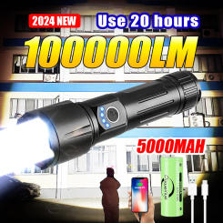 Most Powerful Torch 100000Lumens Zoom Long Range 3000m Rechargeable LED Flashlight Super Strong Hunting Camping Tactical Lamp