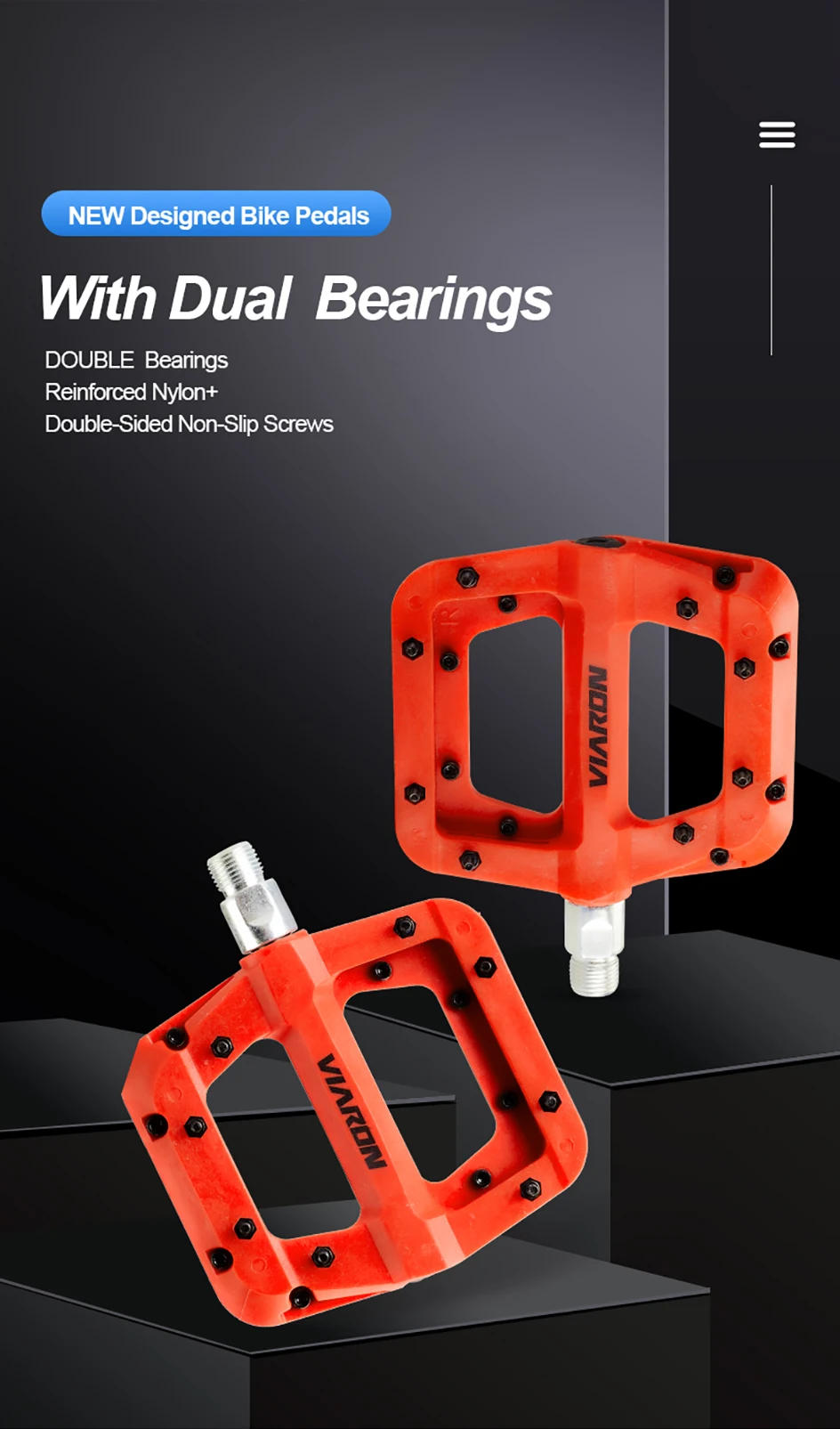 Description Picture 2 of itemUltralight Double Bearings MTB Bike Pedals Anti-Slip Footboard with 16 Nails Nylon Bicycle Pedal for Bike Accessories