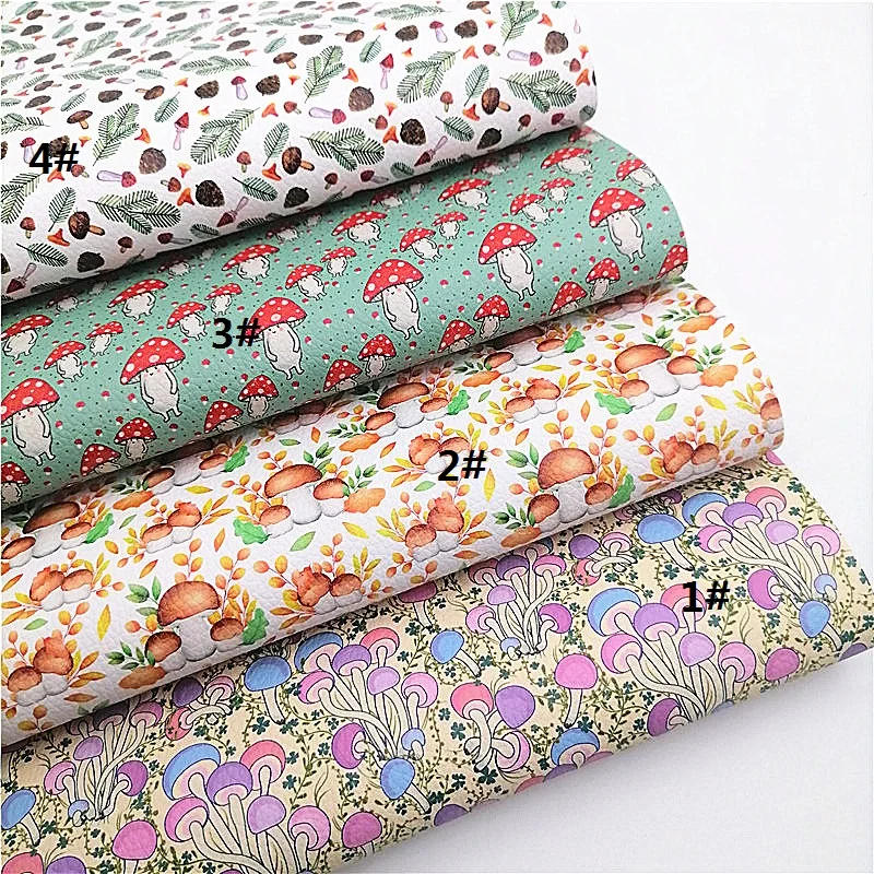 Description Picture 2 of itemAutumn Mushroom Custom Faux Leather Sheets Fall Synthetic Leather Felt Backing Leather For DIY Craft Sheets Mini Rolls W158