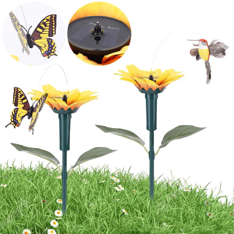 Description Picture 4 of itemSolar Sunflower Animal Stake Decor Rotating Butterfly/Hummingbird Decor Versatile Lifelike Hummingbird Decor for Garden Decor