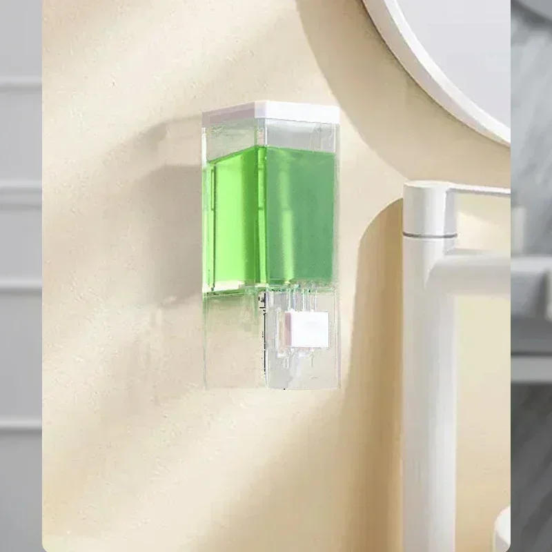Description Picture 6 of itemNon-punching Manual Press Soap Dispenser Wall Hanging Traceless Paste Disinfectant Bottle Bathroom Transparent Soap Dispenser