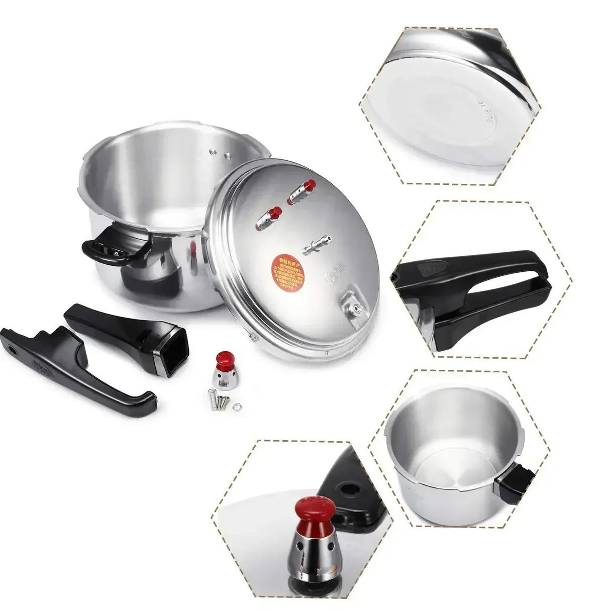 Description Picture 6 of item3/4/5L Aluminium Alloy Kitchen Pressure Cooker Gas Stove Cooking Energy-saving Safety Protection Outdoor Camping Cookware