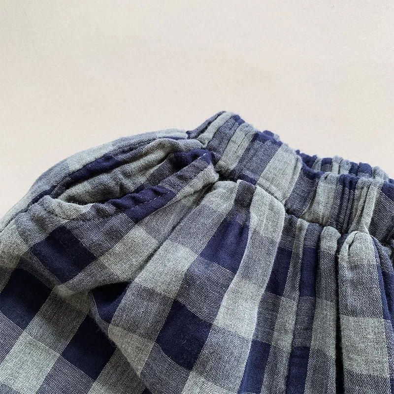 Description Picture 6 of itemBoys' Blue Checkered Pants 2025 Spring and Autumn New Children's Korean Edition Trendy Children's Clothing Girls' Baby Pants