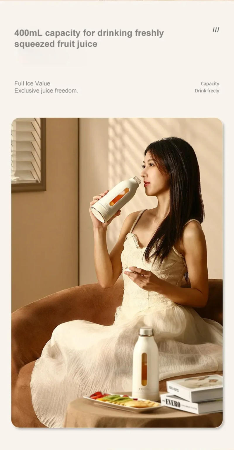 Description Picture 6 of item400ML Portable Multifunction Juicer USB Fast Rechargeable Mixer Fresh Fruit Grinder Electric Blender Cup Shakes Smoothie Maker