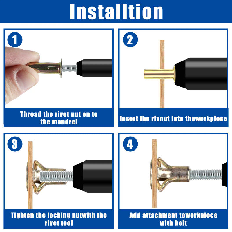Description Picture 5 of item50Pcs Flat Head Rivet Nut M5 Flat Head Rivet Nut Sturdy Flat Head Threaded Insert Nut Kit Rivet Nut Replacement Set