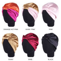 6 Colors Silk  Salon Bonnet Women Sleep Shower Cap Elastic Hair Care Bonnet Head wrap Hat