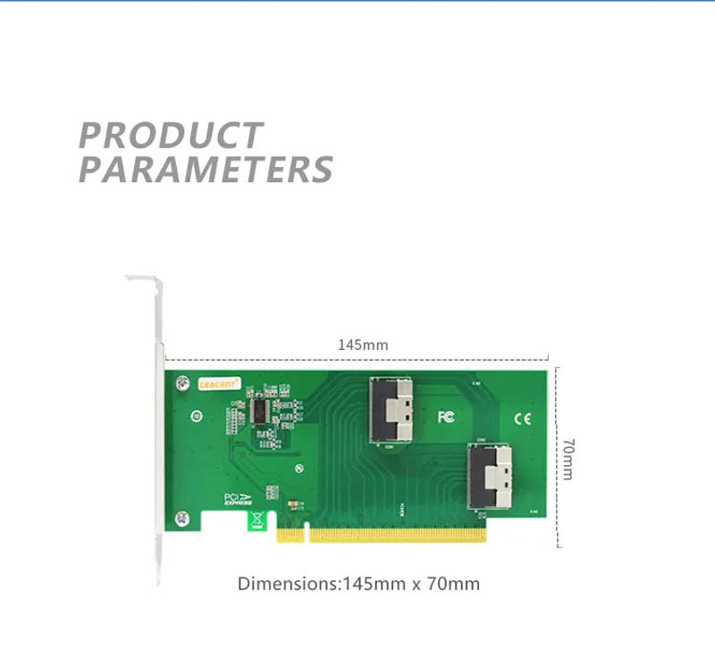 Description Picture 3 of itemCEACENT CNS42PE16 2 Port SlimSAS x8 SFF8654 Adapter PCIe 3.0 x16, PCIe 4.0 Compatible For ALEO, Multi-GPU Solutions, PCIe Extend
