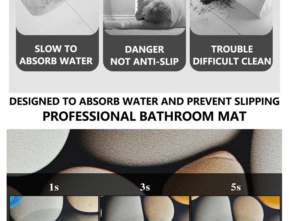 Description Picture 6 of itemBathroom Carpet Non-slip Water Absorption Rug Diatom Mud Imitation Wood Grain Pattern Square Mat Kitchen Home Decoration Mats