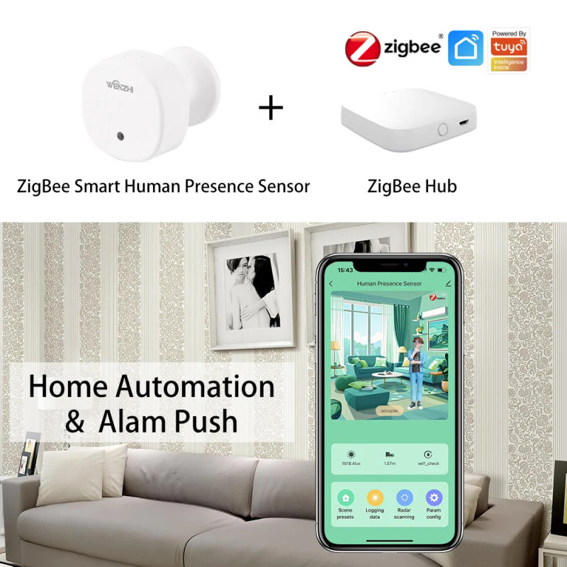 Description Picture 3 of itemZigBee/WiFi MmWave Radar Human Body Presence Sensor Movement Motion Detection With illuminance Tuya Smart Life Home Assistant