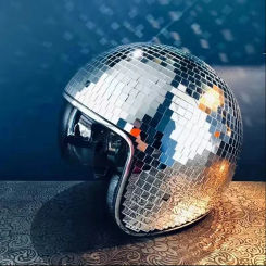 Classic Disco Ball Helmet Mirror Glitter Ball Helmets Hat for Club Bar Party Full Glass Reflective Motorcycle Helmets for Cowboy