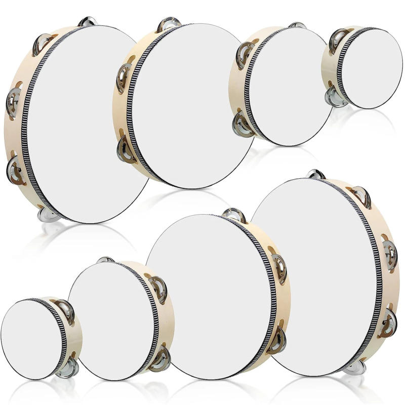 Description Picture 2 of item1Pc Wooden Tambourine 4/6/8/10-Inch Black Rim with Metal Jingles Percussion Instrument for Concert Church Party