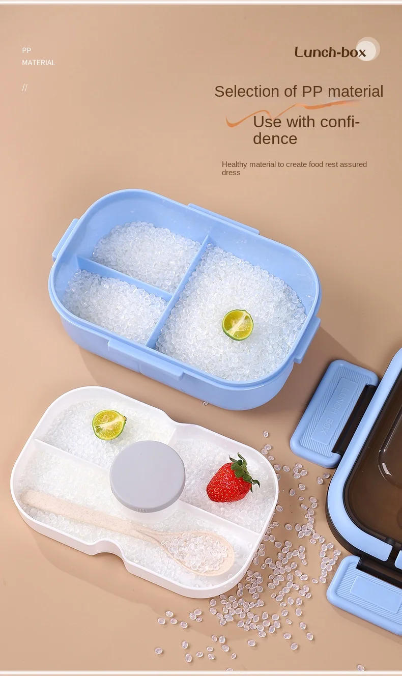Description Picture 5 of itemLunch Box with Tableware for Office Workers Square Divided Microwave Oven Bento Box Leakproof Food Container for Picnic Camping