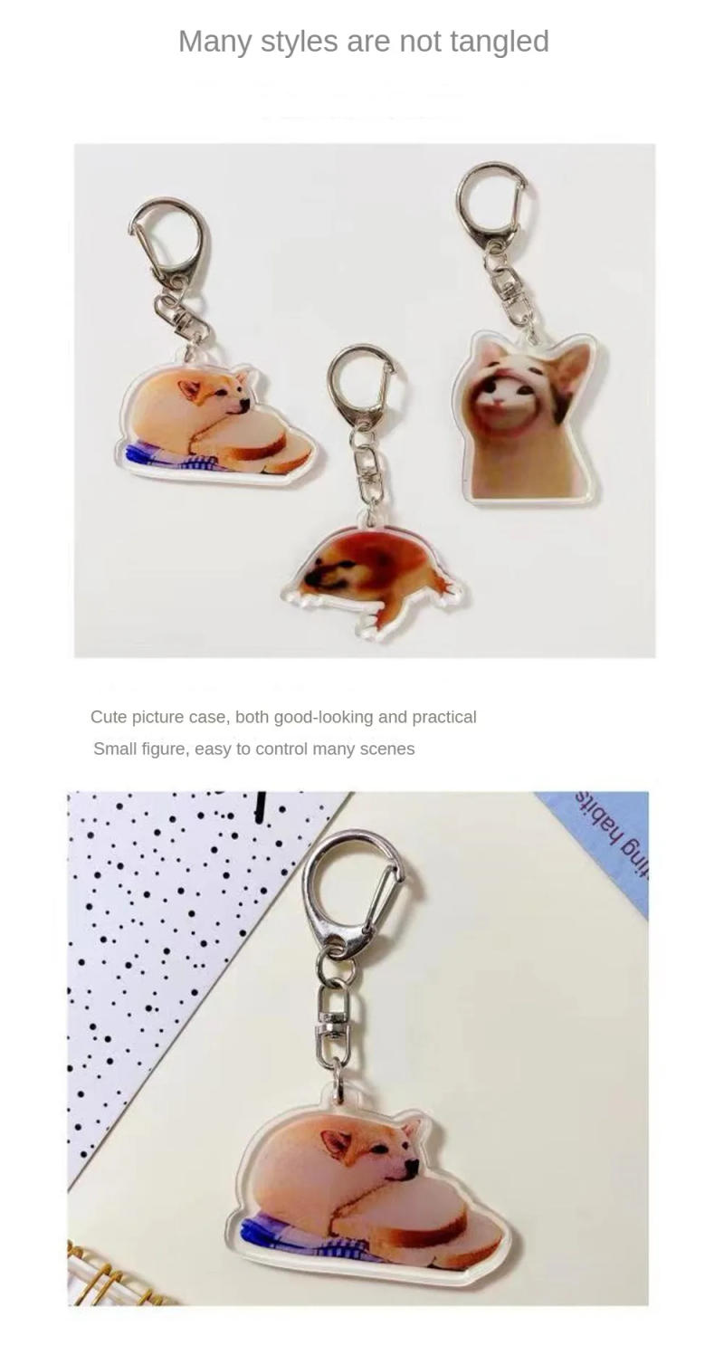 Description Picture 6 of itemCreative Happy Banana Cat Acrylic Keychain Funny Small Animal Cute Cat Keyring Bag  Pendant Accessories Lanyard Key Chains Gift