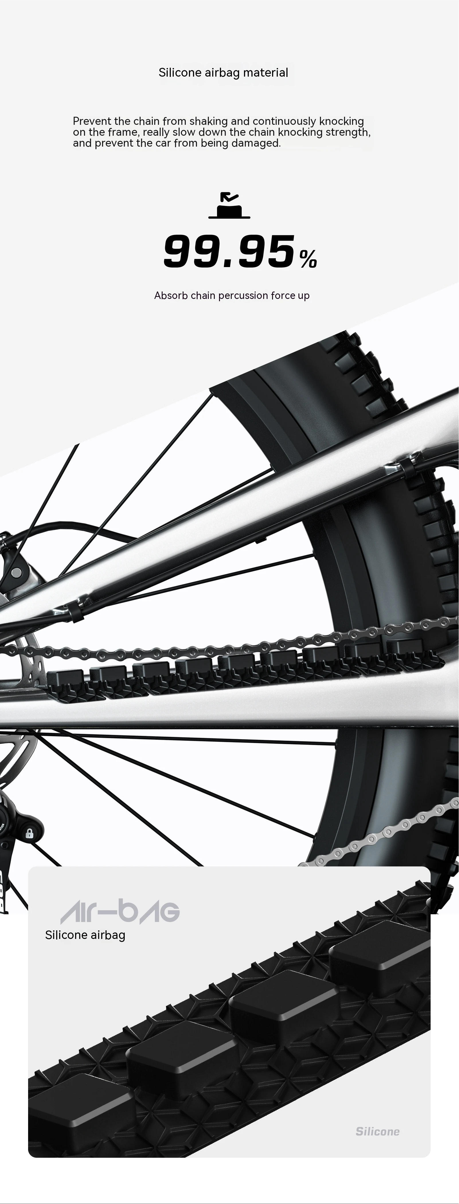 Description Picture 5 of item1PC Bicycle silicone chain protection sticker lower pipe protection chain sticker anti scratch sticker for mountain road vehicle