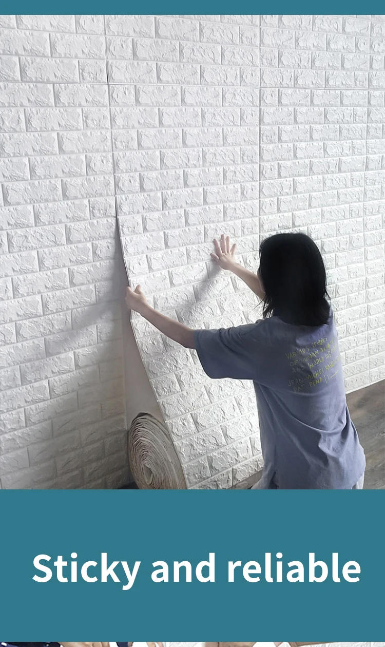 Description Picture 4 of item3D Wallpaper Stickers Roll Panel White Soft Foam Brick Marble Rock Cobblestone DIY Wall Home Room Decor