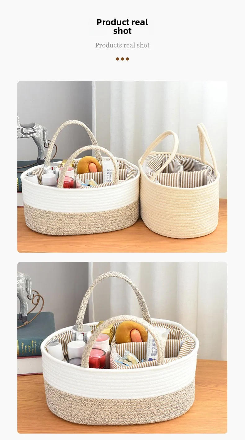 Description Picture 6 of itemMultifunctional Travel Out Portable Mommy Bag Cotton Rope Diaper Bag Diaper Partition Storage Bag Baby Diaper Storage Basket