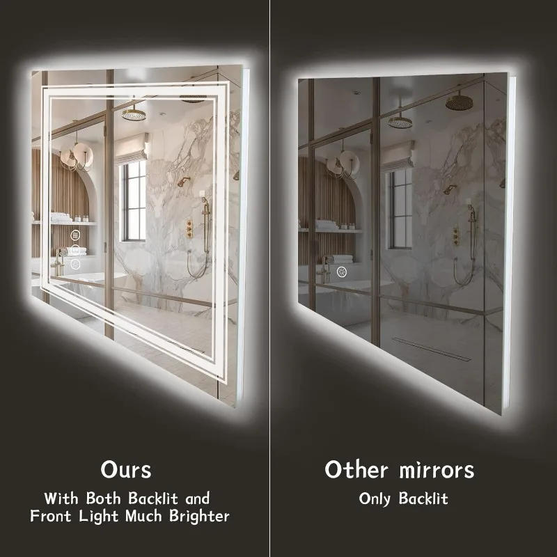 Description Picture 5 of item55x30 LED Lighted Bathroom Mirror for Wall Large Dimmable Vanity Mirror with Lights Anti-Fog Shatterpoof Memory ETL Listed