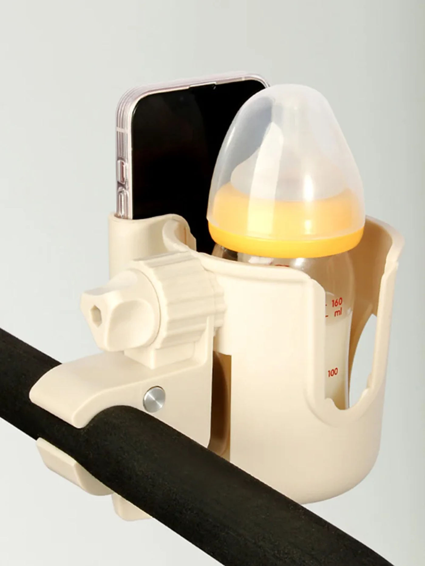 Description Picture 2 of itemBaby Stroller Cup Holder 2-In-1 Bottle Drink Cup Phone Support 360 Rotate Adjustable Universal Pram Baby Strollers Accessories