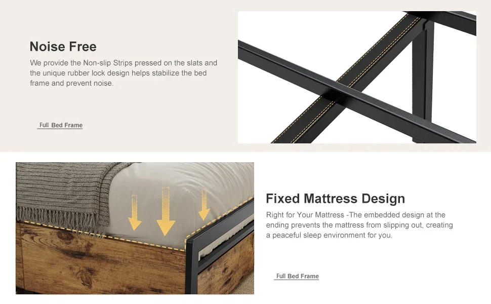 Description Picture 5 of itemQueen Bed Frame with Storage Headboard and 4 Drawers LED Lights Metal Platform Non-Slip without Noise No Box Spring Needed