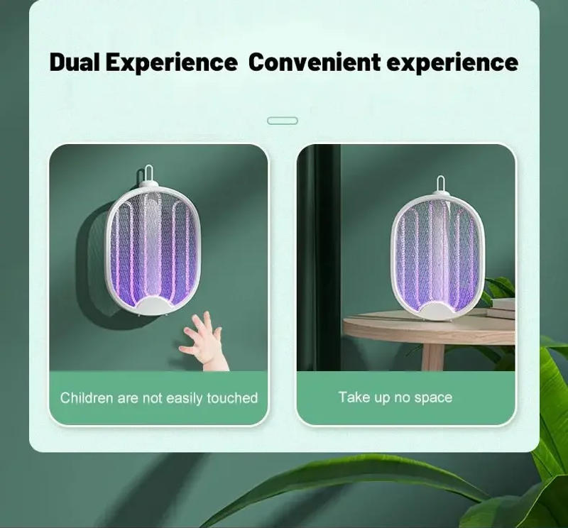 Description Picture 5 of item1pc New Mosquito Killer Lamp USB Rechargeable Electric Foldable Mosquito Killer Racket Fly Swatter 3000V Repellent Lamp