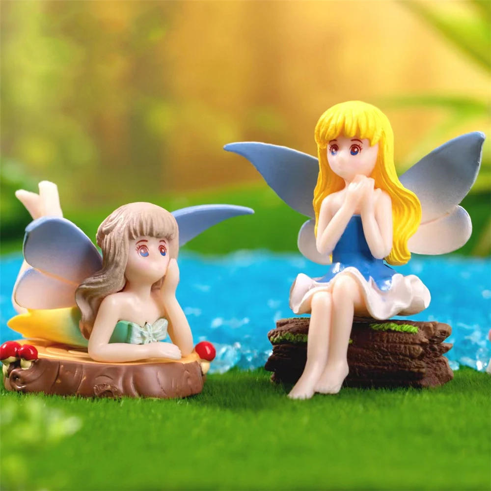 Description Picture 3 of itemCartoon Wing Girl Angel Figure Fairy Garden Miniature Cake Decor Sculptures & Figurines Flower Girls Angels Statue Decoration