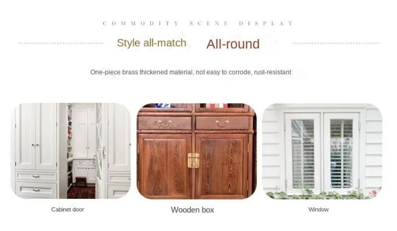 Description Picture 3 of item1PCS Home Gate Safety Furniture Hardware Retro  Solid Brass Door Slide Catch Lock Bolts Latch Barrel