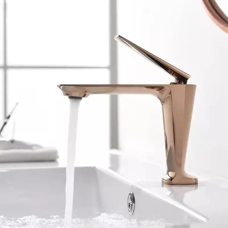 Description Picture 4 of itemBrushed Gold Bathroom Faucet Rose Gold Basin Hot and Cold Black Sink Deck Mounted Toilet Mixer Water Tap