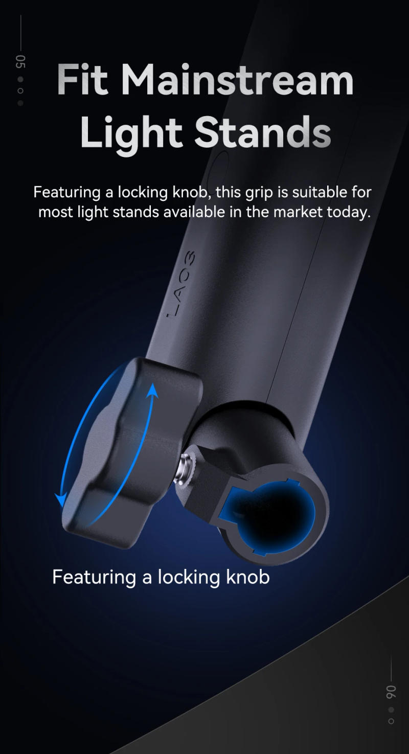 Description Picture 6 of item​Ulanzi LA03 Light Stand Handle Grip for Ulanzi LT005 60W COB Video Light and VL198 Video Light with Standard 1/4'' Screw