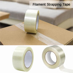 25M Strong Filament Strapping Tape Heavy Duty Transparent Reinforced Fiberglass Tape Single Side Adhesive For Packing Fixed Seal