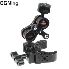 Camera Magic Arm Dual Ball Head with 1/4" 3/8" Arri Crab Claw Clip Monitor Stand Super Clamp Holder Video Light DSLR Flash Rig