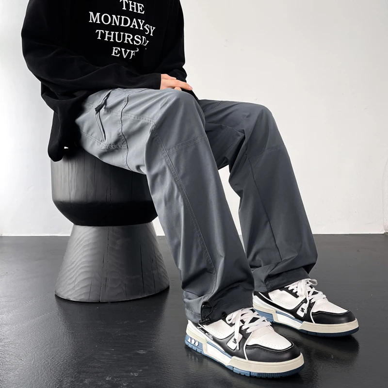 Description Picture 4 of itemSpring New Windproof and Waterproof Fabric Rush Pants Mountaineering Straight Leg Casual Fashion Loose Men's