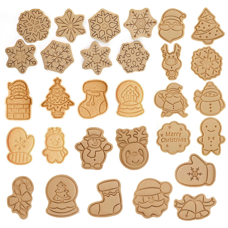 Description Picture 2 of itemCookie Cutter Mold Christmas Dough Stamp Plastic 3D Cartoon Pressable Biscuit Mold Confectionery Baking Pastry Bakeware