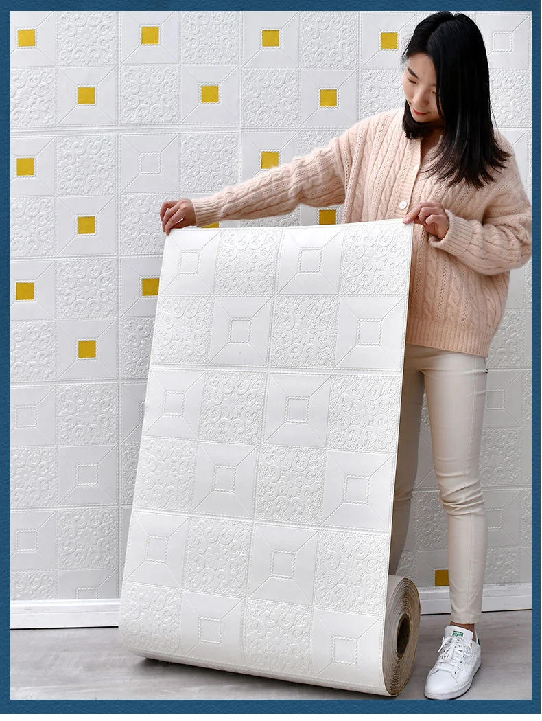 Description Picture 3 of item1/2/5/10m Self-adhesive Panels Wallpaper 3D Wall Stickers Tile Modern Home Decor Fion For Bedroom Living Room Kitchen TV Backdro