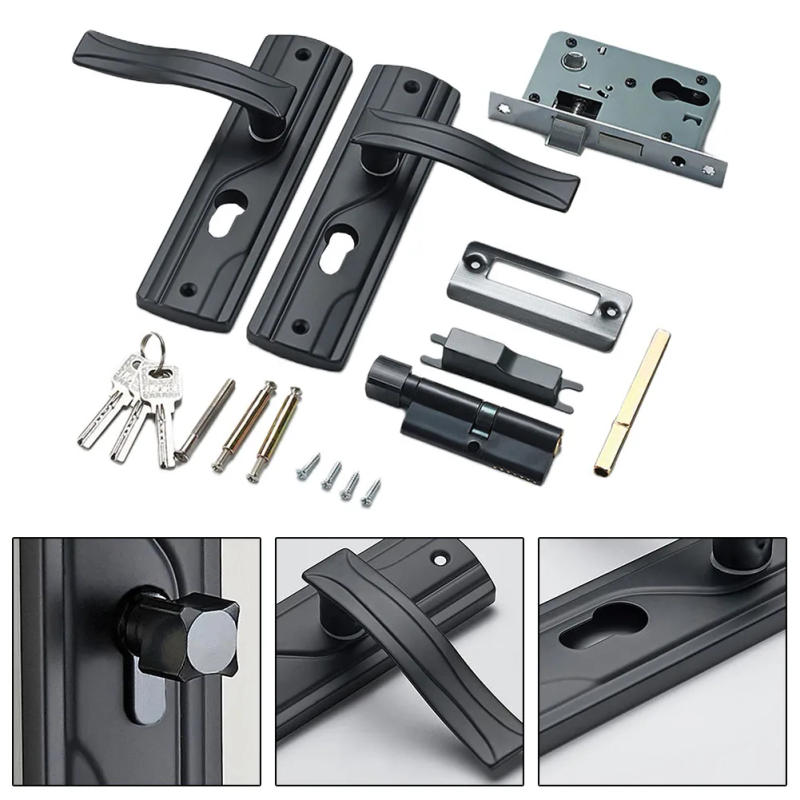 Description Picture 3 of item1pc Door Handle Lock Keys Door Lock Set Bedroom Set Black Big Knob Manganese Steel Door Hardware Home Improvement Accessories
