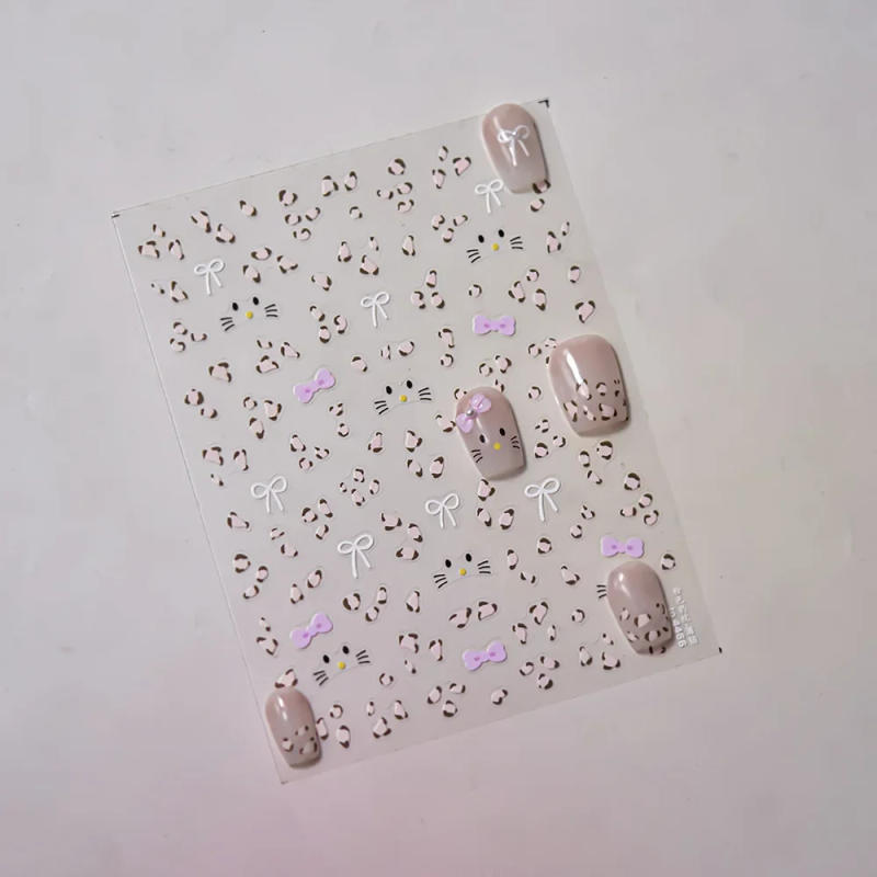 Description Picture 6 of item1pcs 3D Leopard Bow Love Nail Stickers Charming Bowknot Pearl Nail Art Decals Sliders Autumn Manicure Decorations Nail Supplies
