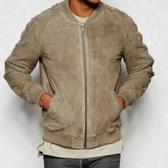 Men Coat Genuine Lambskin Leather Real Suede Stylish Motorcycle Biker Jacket