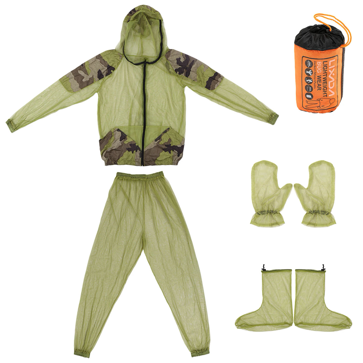 Description Picture 2 of itemLixada Outdoor Mosquito Repellent Suit Bug Jacket Mesh Hooded Suits Fishing Jacket Insect Protective Mesh Shirt Gloves Pants