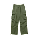 Solid Color Pants Stylish Men's Cargo Pants with Multiple Pockets Loose Fit Elastic Waistband for Streetwear Hip Hop Fashion