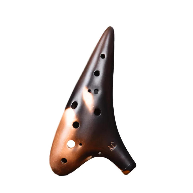 Description Picture 6 of itemCeramic Ocarina12 Hole Ocarina Classic Straw Fire Alto C Tones Ceramic Ocarina Chinese Flute Tao Music Instrument Collectible