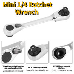 Mini 1/4 Ratchet Wrench Double Ended Quick Socket Ratchet Wrench Screwdriver Hex Torque Wrenches Set Spanner Hand Repair Tools