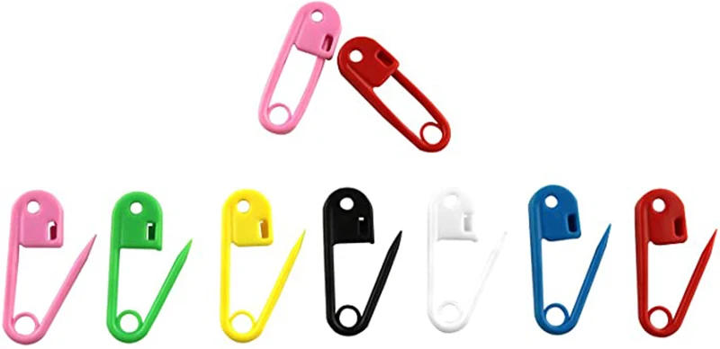 Description Picture 5 of item50/100Pcs Colorful Plastic Safety Pins Knitting Markers Crochet Stitch Clips for DIY Knitting Sewing Craft Clothing Accessorie