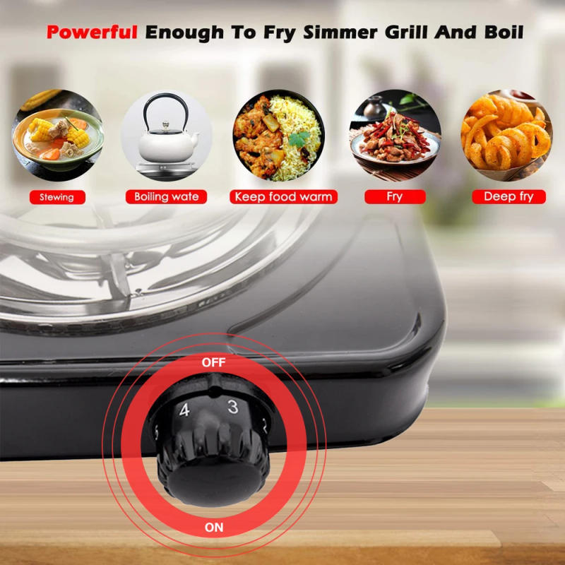 Description Picture 2 of item1000W Iron Burner Electric Stove Hot Plate Portable Kitchen Cooker Coffee Heater Milk Soup Durable Asjustable Quick