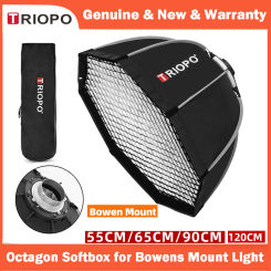 【KR &MX】TRIOPO 55cm 65cm 90cm 120cm Foldable Octagon Softbox Bowens Mount for Sokani X100 COLBOR CL60 Godox Aputure LED Light