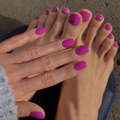 48pcs Purple Press on Nails Short Square Head White False Toenails Set Ballerina Wearable French Fake Nails for Feet and Hands