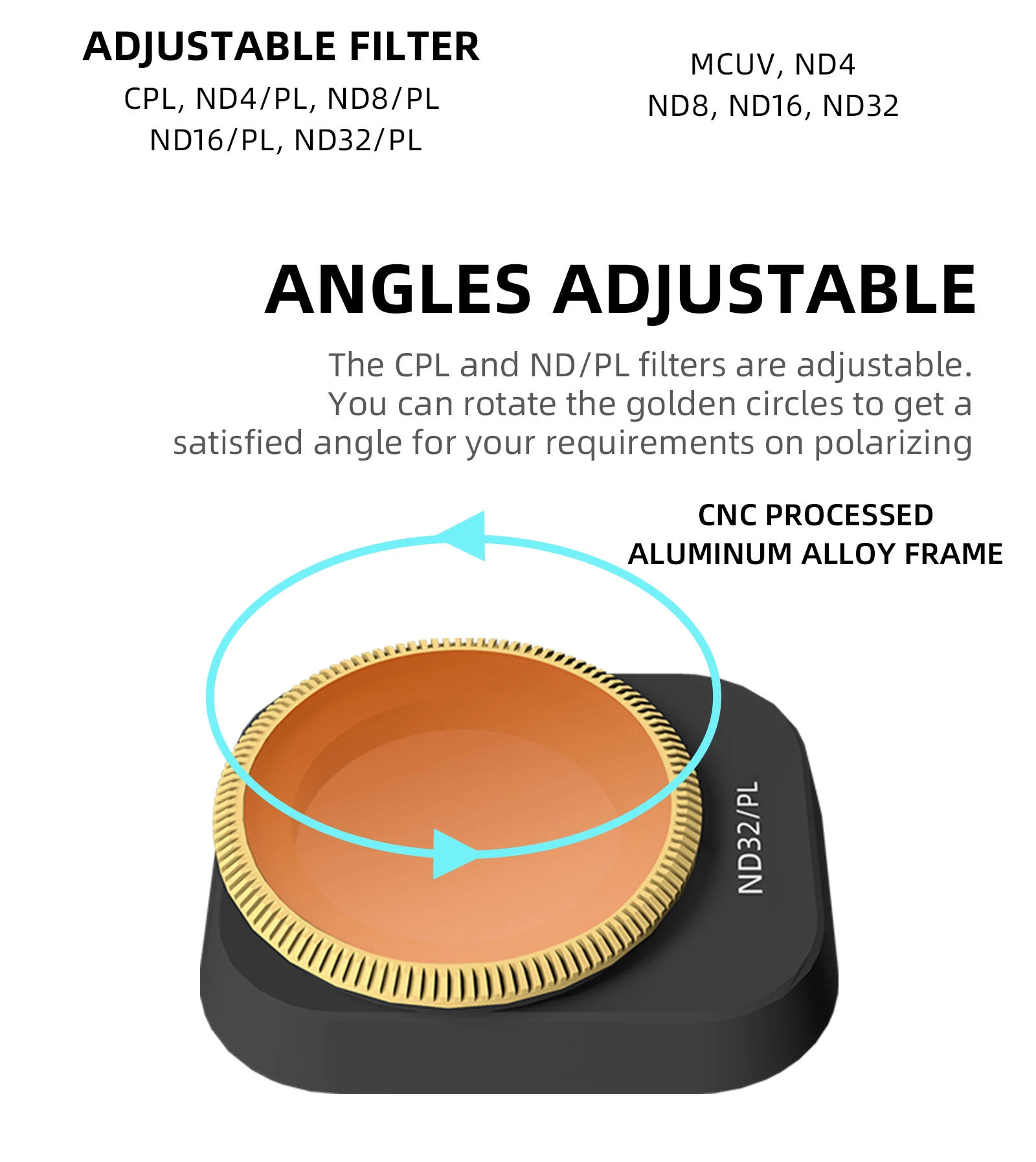 Description Picture 6 of itemFor DJI Mini 3 Pro Lens Filters Adjustable CPL Filters Kit ND4 ND16 ND8/PL ND32/PL MCUV For DJI Mini 3 Camera Drone Accessories