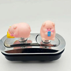 Creative Resin Cute Toilet Press Nail Protector Pink Piglet Toilet Button Durable 3D Water Tank Buttons Auxiliary Device