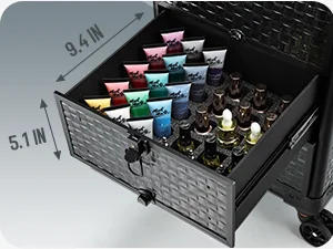 Description Picture 6 of itemCart with 3 Drawers, Professional Trolley Cart for Beauty Salon, Rolling Train Case Makeup Organizer Case for Nail Tech, F