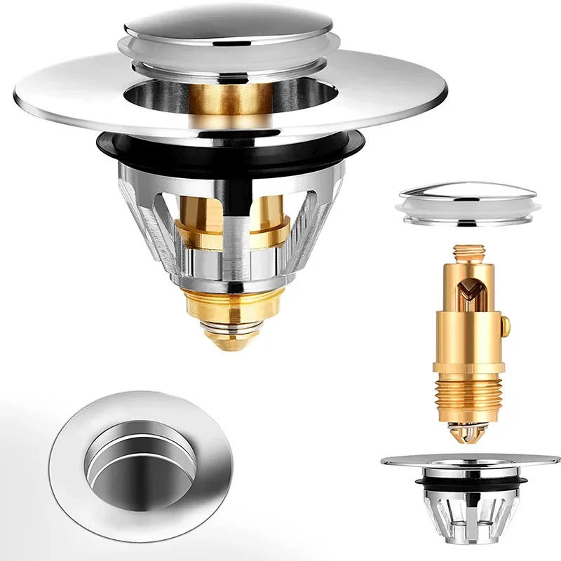 Description Picture 6 of itemCopper Bouncing Core Filter Cover with Basket Shower Floor Drain Bathroom Plug Trap Hair Catcher Basin Faucet Accessories